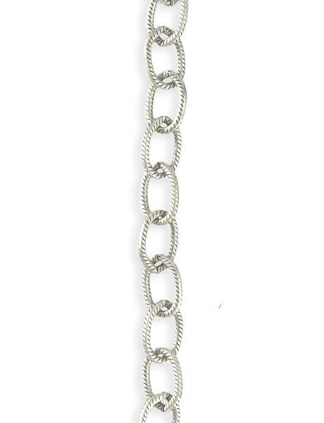 6.5x9.5mm Etched Cable Chain - Sterling Silver Antique Plated (8 ft)