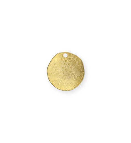 14mm Dotted Dapped Circle - 10K Gold Plated (8 pcs)
