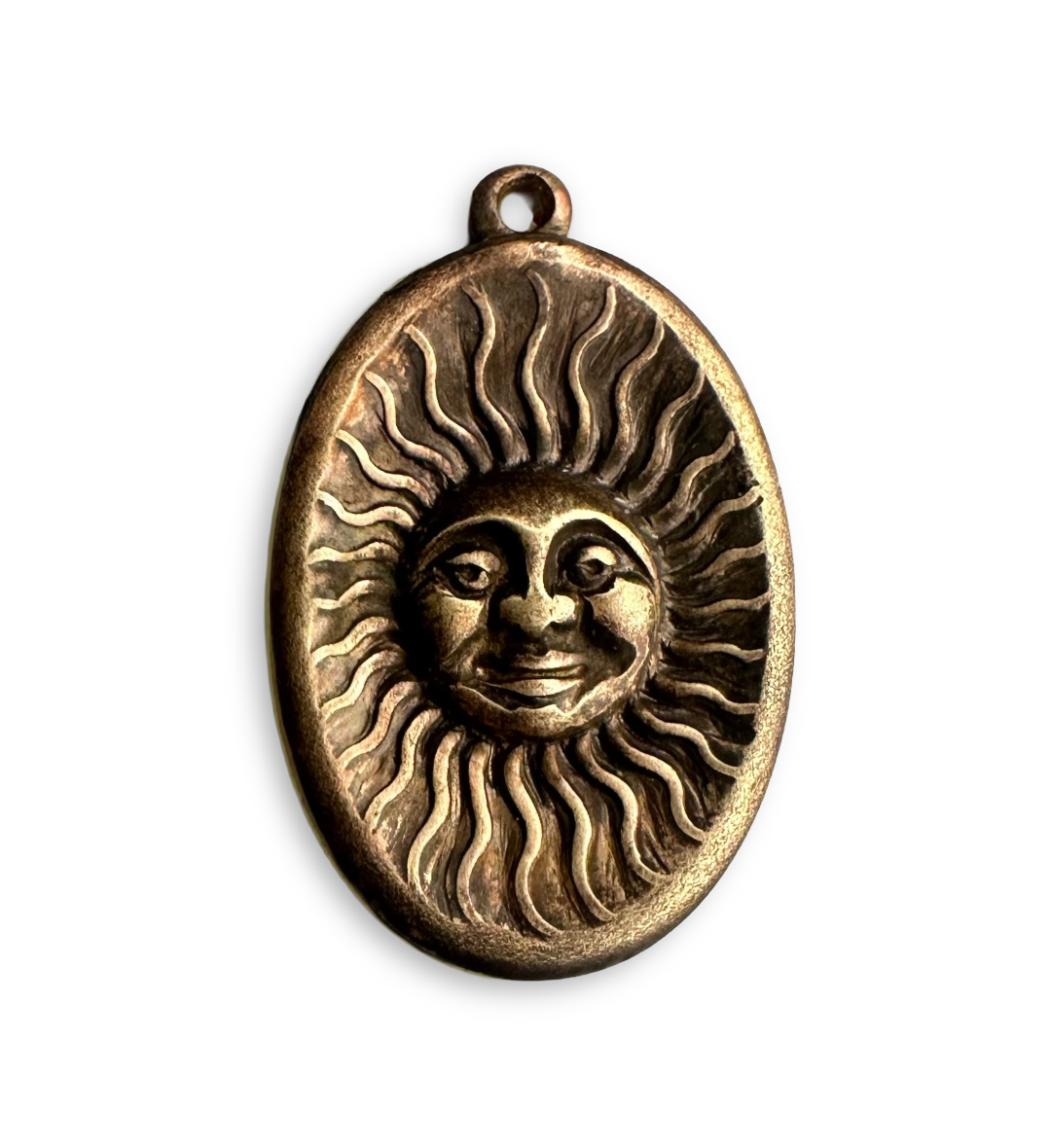 21x14mm Sun Face Pendant - Natural Brass (10pcs)