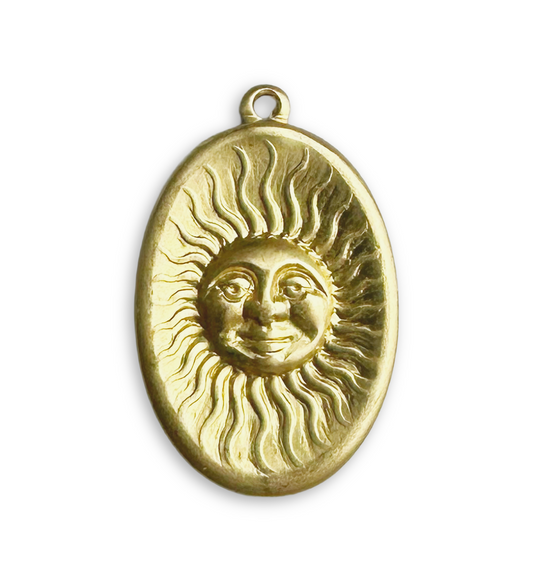 21x14mm Sun Face Pendant - Solid Brass (12pcs)