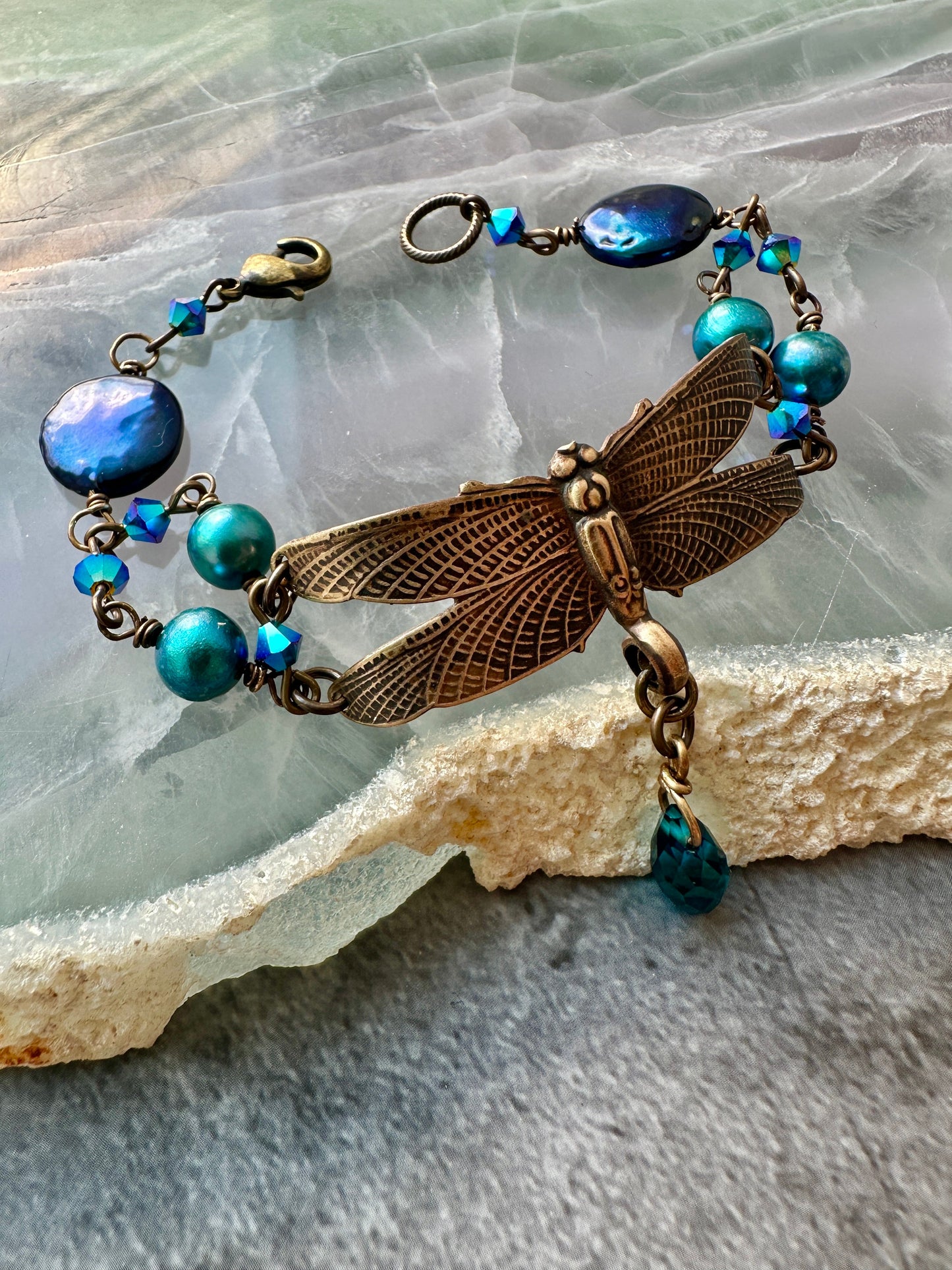 49x43mm Enchanted Dragonfly, Natural Brass (5 pcs)