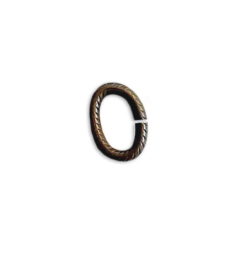 8.25x6mm Rib Oval Jump Ring - Natural Brass (48 pcs)