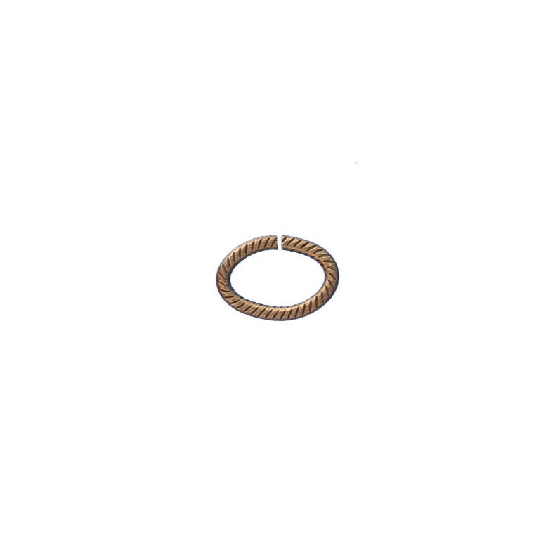 10x7mm Rib Oval Jump Ring - Natural Brass (35 pcs)