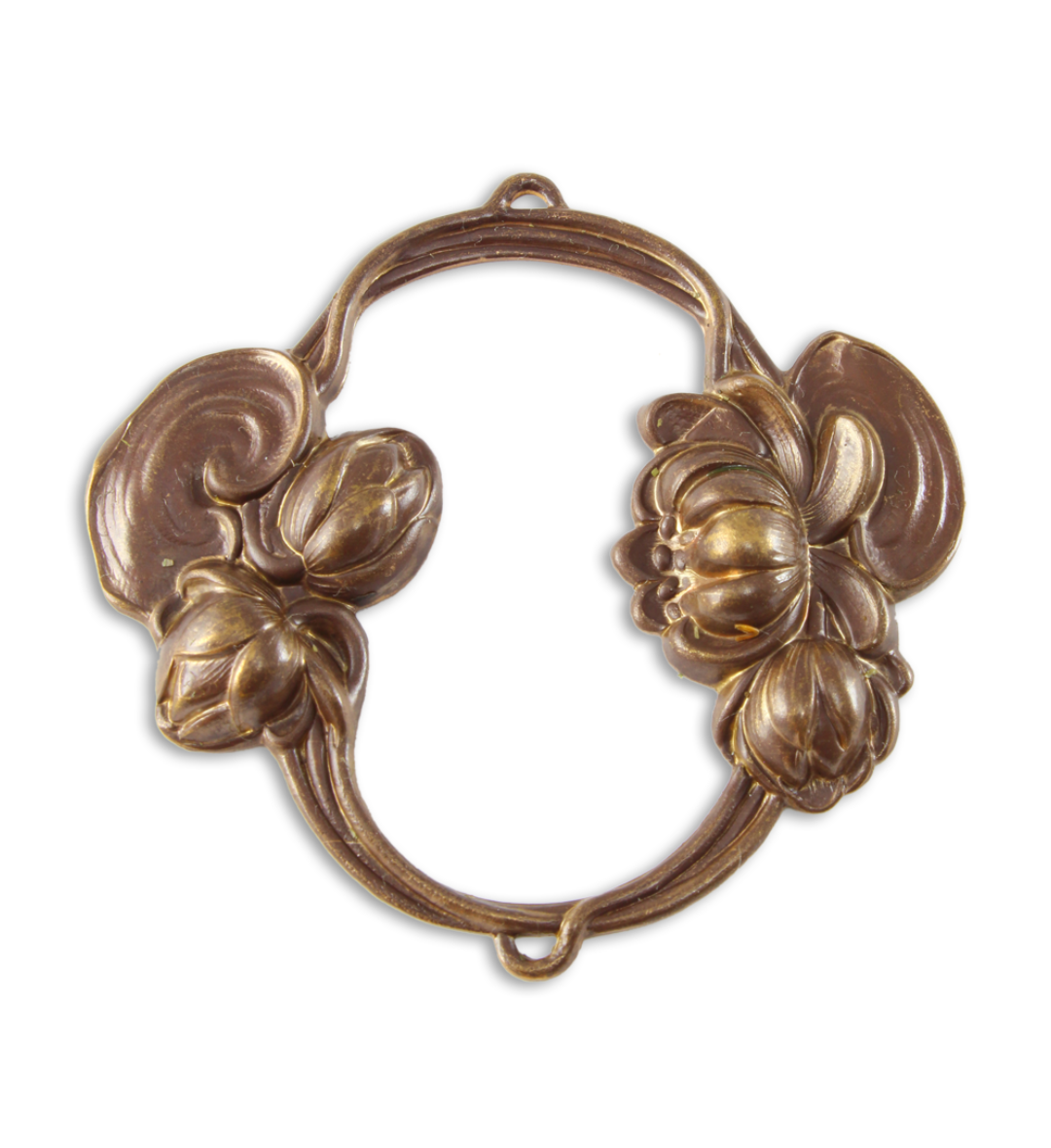 57x55mm Waterlily Frame - Natural Brass (4pc)