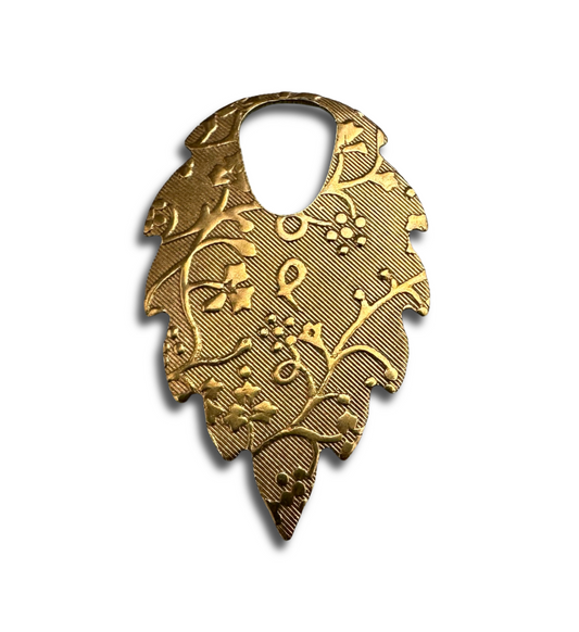 35x22mm Patterned Leaf - Natural Brass (20pcs)