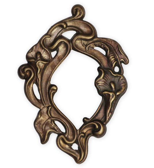 51x38mm Calla Lily Frame, Natural Brass (6 pc)