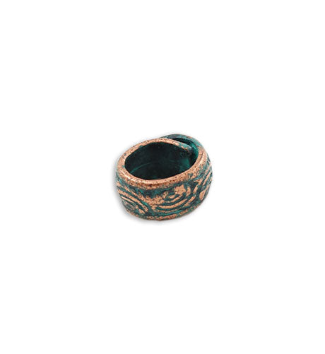 10x9mm, Bordered Ring - Copper Verdigris Plated (14pcs)