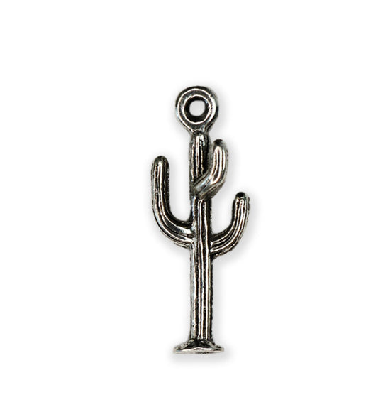 25x9mm 3D Cactus - Sterling Silver Plate (18pcs)