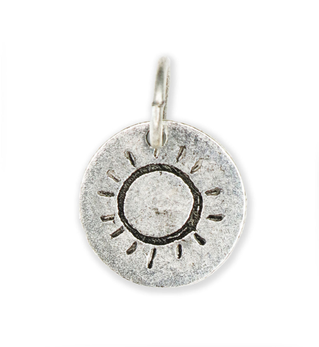 14mm Sun Circle Charm - Sterling Silver Plate (18pcs)