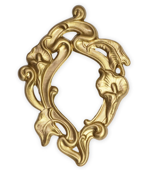 51x38mm Calla Lily Frame, Solid Brass (6 pc)