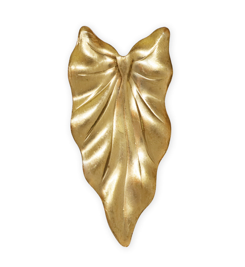 44x22mm Fairy Tale Leaf, no hole, Solid Brass (6 pc)
