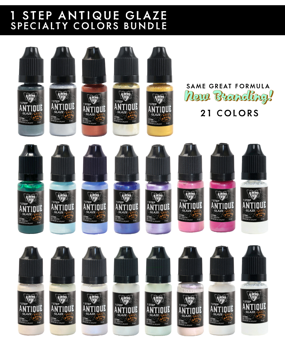 Metallic 1 Step Antique Glaze Complete Color Collection 21 pc Set