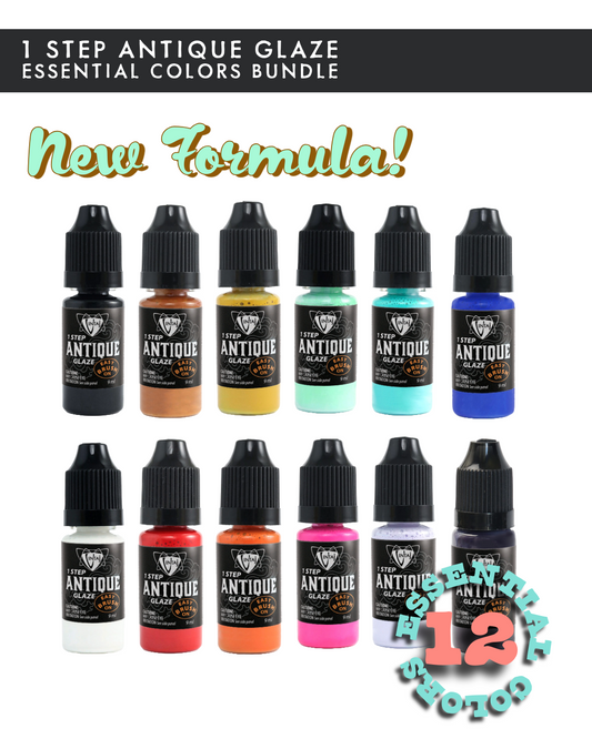 1 Step Antique Glaze Essentials Color Collection 12 pc Set