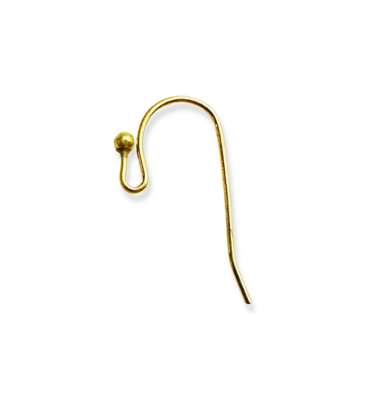 20x11mm Ball Ear Wire - Solid Brass (72 pcs)