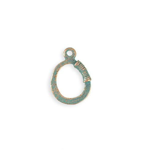 19x14mm Coiled Wire Eye - Copper Verdigris Plated (15 pcs)