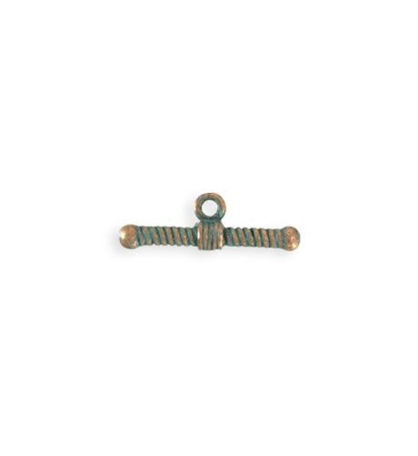 20x7mm Rib Toggle Bar - Copper Verdigris Plated (23 pcs)