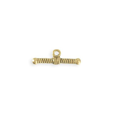 20x7mm Rib Toggle Bar - 10K Gold Antique Plated (23 pcs)