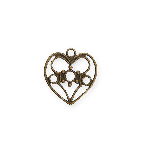 19x18mm Delicate Heart - Natural Brass (20 pcs)