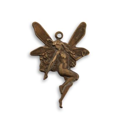 25x17mm Whimsical Nouveau Fairy Charm - Natural Brass (20 pcs)