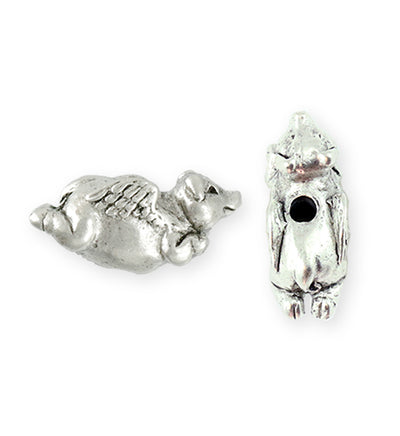 25.5x12.5mm Flying Pig [Green Girl Studios] - Sterling Silver Antique (1pc)