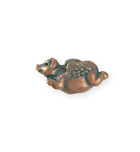 25.5x12.5mm Flying Pig [Green Girl Studios] - Copper Verdigris (1pc)