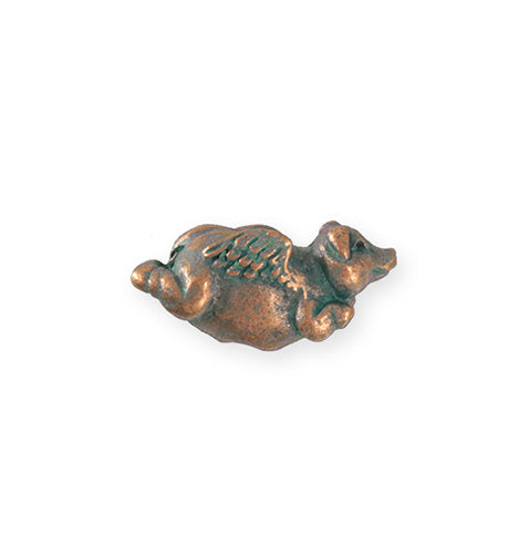 25.5x12.5mm Flying Pig [Green Girl Studios] - Copper Verdigris (1pc)