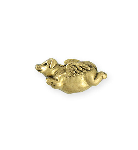 25.5x12.5mm Flying Pig [Green Girl Studios] - 10K Gold Antique (1pc)