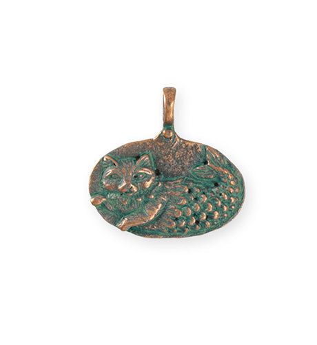 23.5x23mm Catfish [Green Girl Studios] - Copper Verdigris (1pc)