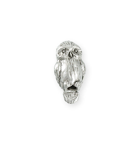 23x12mm Barn Owl [Green Girl Studios] - Sterling Silver Antique (1pc)