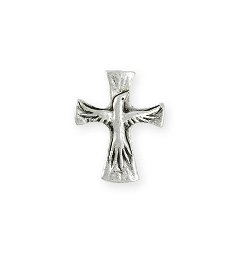 23x18mm Dove Cross [Green Girl Studios] - Sterling Silver Antique (1pc)