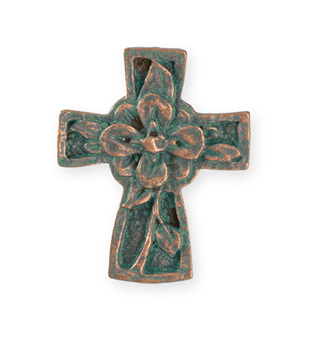 36.5x29.5mm Flower Cross [Green Girl Studios] - Copper Verdigris (1pc)