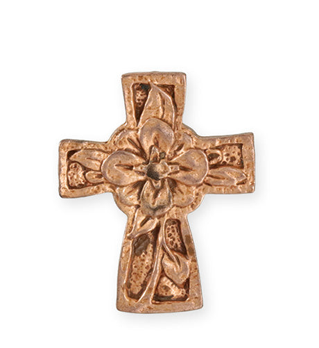 36.5x29.5mm Flower Cross [Green Girl Studios] - Rose Gold Antique (1pc)