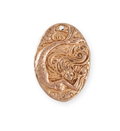 31x22mm Mermaid Pearl Coin [Green Girl Studios] - Rose Gold Antique (1pc)