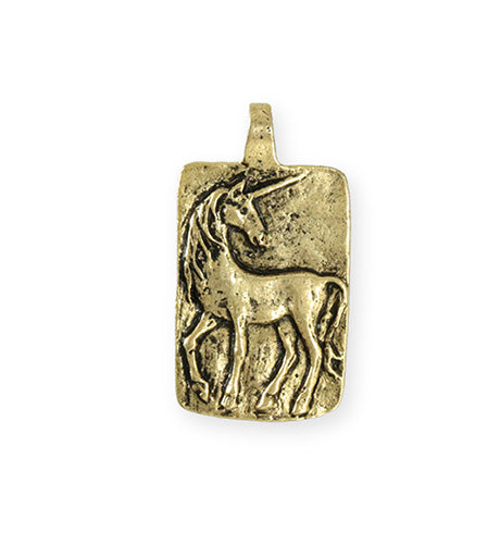 30.5x17mm Believe Unicorn [Green Girl Studios] - 10K Gold Antique (1pc)