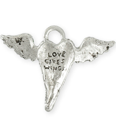 52.5x40mm Flying Heart [Green Girl Studios] - Sterling Silver Antique (1pc)