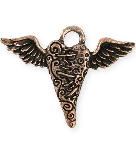 52.5x40mm Flying Heart [Green Girl Studios] - Copper Antique (1pc)