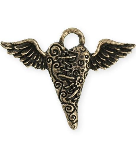 52.5x40mm Flying Heart [Green Girl Studios] - Bronze Antique (1pc)