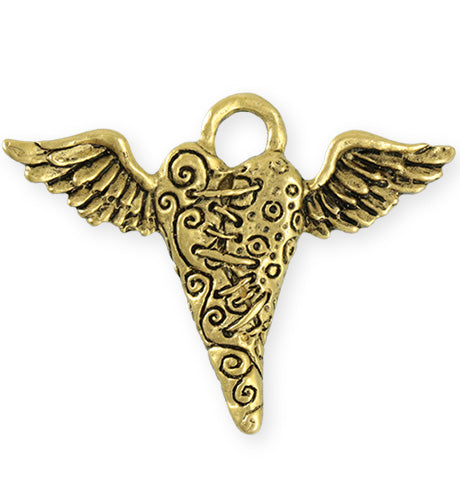 52.5x40mm Flying Heart [Green Girl Studios] - 10K Gold Antique (1pc)