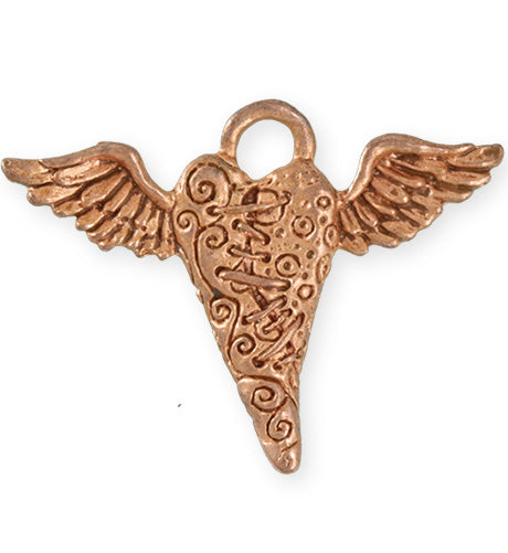 52.5x40mm Flying Heart [Green Girl Studios] - Rose Gold Antique (1pc)