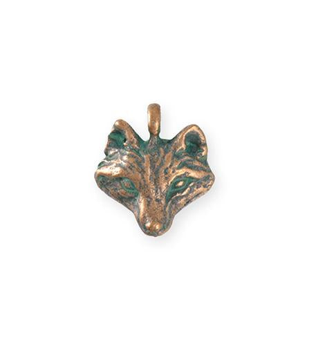 19.5x18.5mm Wolf [Green Girl Studios] - Copper Verdigris (1pc)