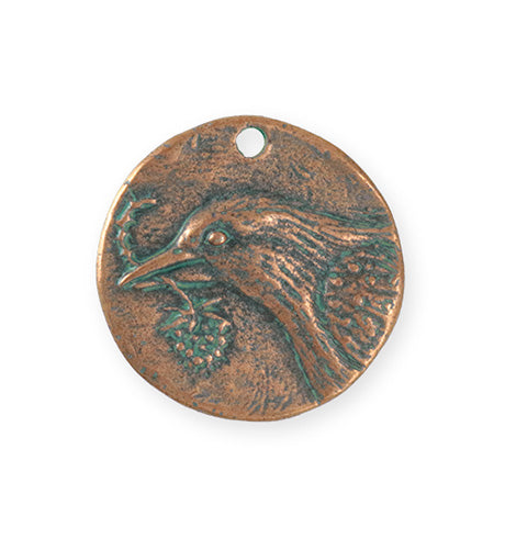 29x28.5mm Bird Hope Coin [Green Girl Studios] - Copper Verdigris (1pc)