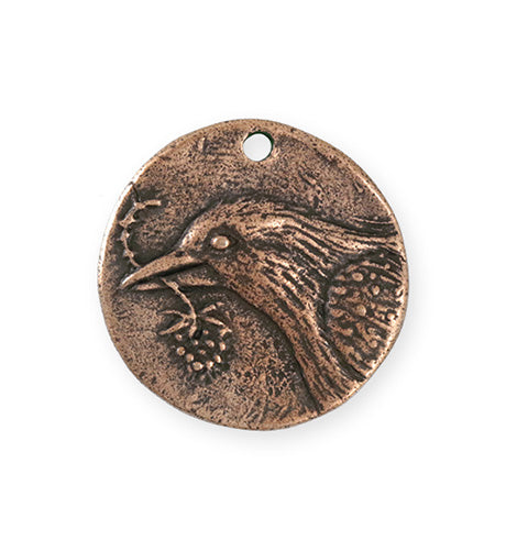 29x28.5mm Bird Hope Coin [Green Girl Studios] - Copper Antique (1pc)