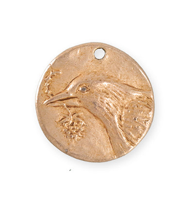 29x28.5mm Bird Hope Coin [Green Girl Studios] - Rose Gold Antique (1pc)