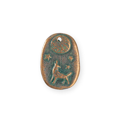 23x16.5mm Howling Wolf [Green Girl Studios] - Copper Verdigris (1pc)