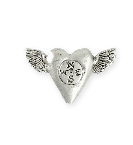 32.5x20mm Follow Heart [Green Girl Studios] - Sterling Silver Antique (1pc)