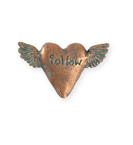 32.5x20mm Follow Heart [Green Girl Studios] - Copper Verdigris (1pc)