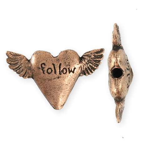 32.5x20mm Follow Heart [Green Girl Studios] - Copper Antique (1pc)