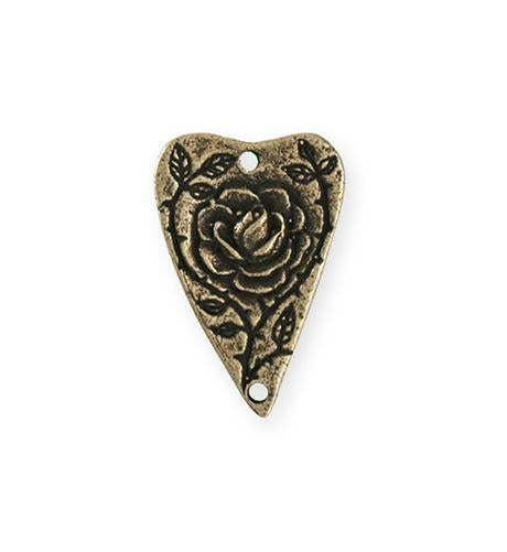 27.5x18mm Heart Rose [Green Girl Studios] - Bronze Antique (1pc)