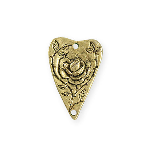 27.5x18mm Heart Rose [Green Girl Studios] - 10K Gold Antique (1pc)