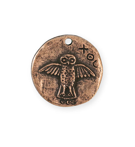 26x25.5mm Owl Coin [Green Girl Studios] - Copper Antique (1pc)